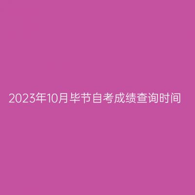 2023年10月毕节自考成绩查询时间
