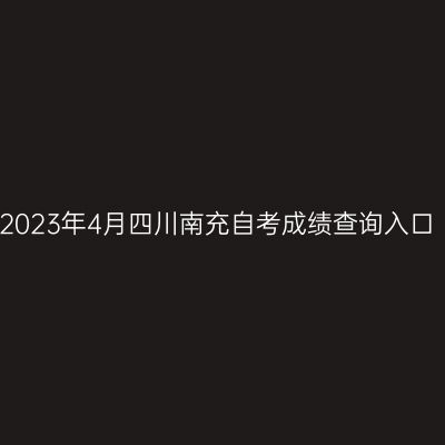 2023年4月四川南充自考成绩查询入口