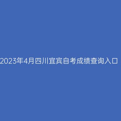 2023年4月四川宜宾自考成绩查询入口