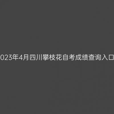2023年4月四川攀枝花自考成绩查询入口