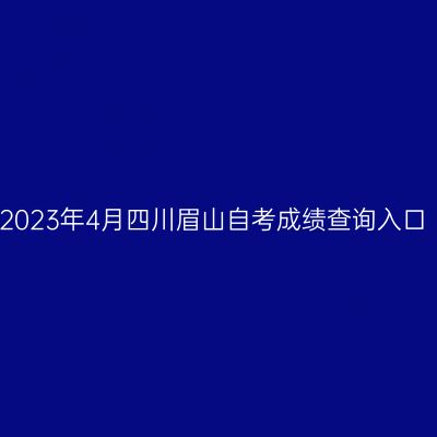 2023年4月四川眉山自考成绩查询入口