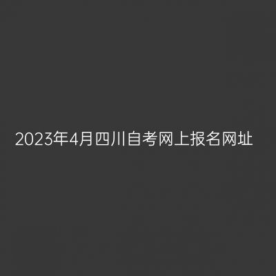 2023年4月四川自考网上报名网址