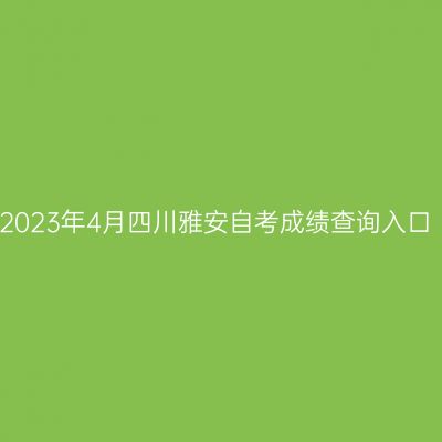 2023年4月四川雅安自考成绩查询入口