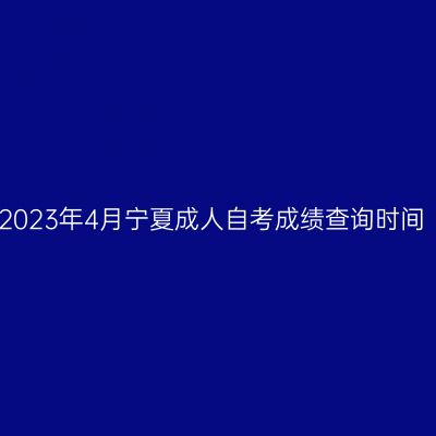 2023年4月宁夏成人自考成绩查询时间