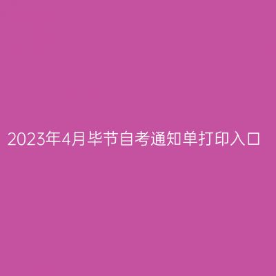 2023年4月毕节自考通知单打印入口