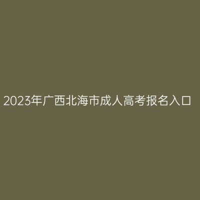 2023年广西北海市成人高考报名入口