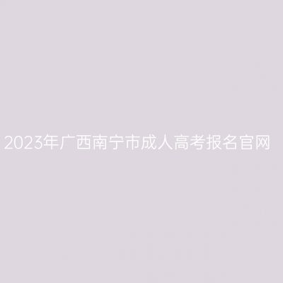 2023年广西南宁市成人高考报名官网