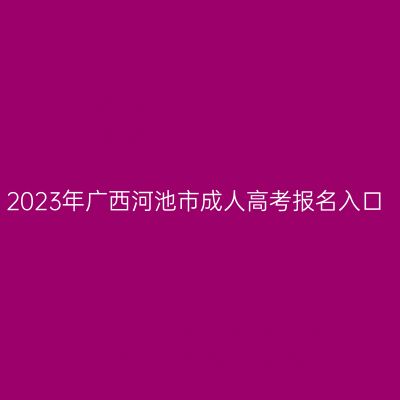 2023年广西河池市成人高考报名入口