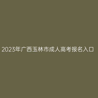 2023年广西玉林市成人高考报名入口