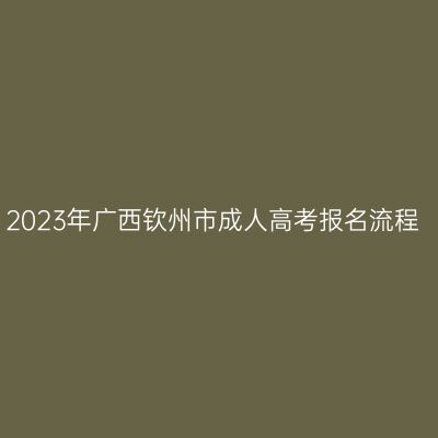 2023年广西钦州市成人高考报名流程