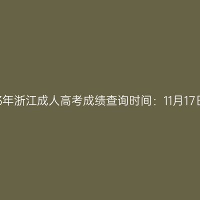 2023年浙江成人高考成绩查询时间：11月17日起
