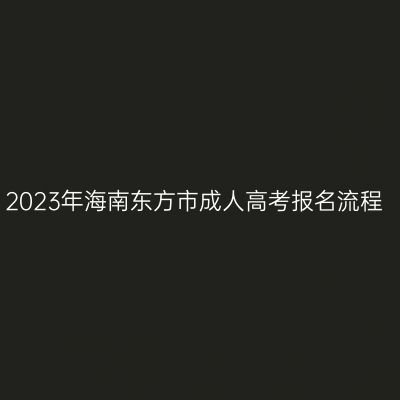 2023年海南东方市成人高考报名流程