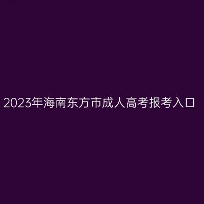 2023年海南东方市成人高考报考入口