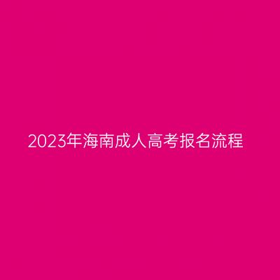 2023年海南成人高考报名流程