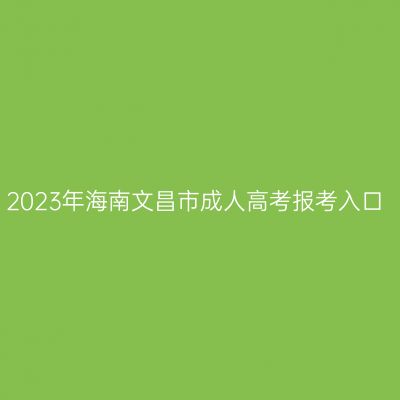 2023年海南文昌市成人高考报考入口