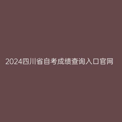 2024四川省自考成绩查询入口官网
