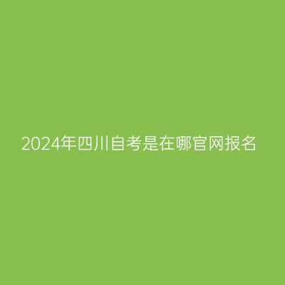 2024年四川自考是在哪官网报名