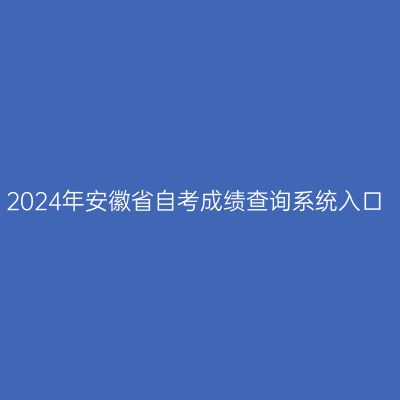 2024年安徽省自考成绩查询系统入口