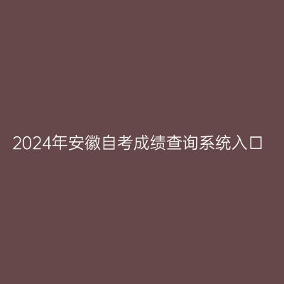 2024年安徽自考成绩查询系统入口
