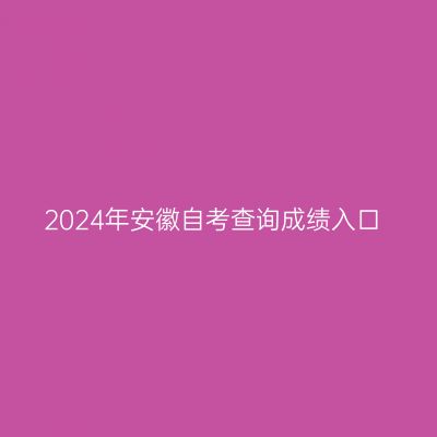 2024年安徽自考查询成绩入口