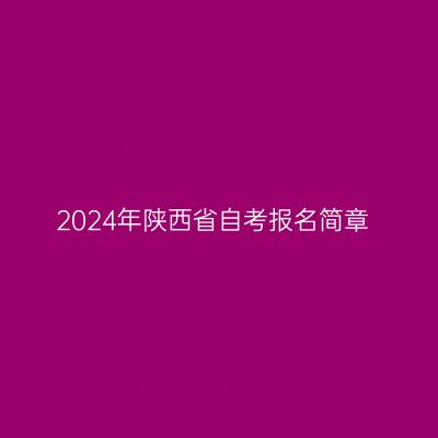 2024年陕西省自考报名简章