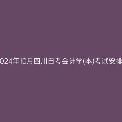 2024年10月四川自考会计学(本)考试安排