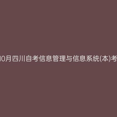 2024年10月四川自考信息管理与信息系统(本)考试安排