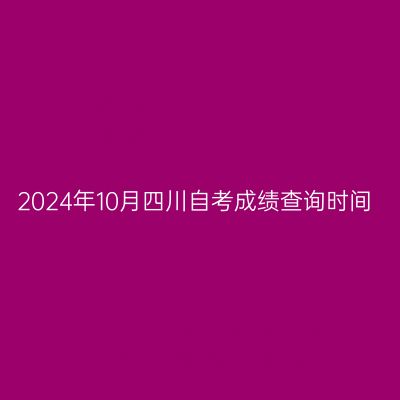 2024年10月四川自考成绩查询时间