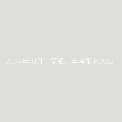2024年10月宁夏银川自考报名入口