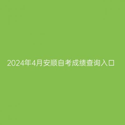 2024年4月安顺自考成绩查询入口