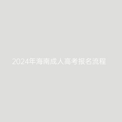 2024年海南成人高考报名流程