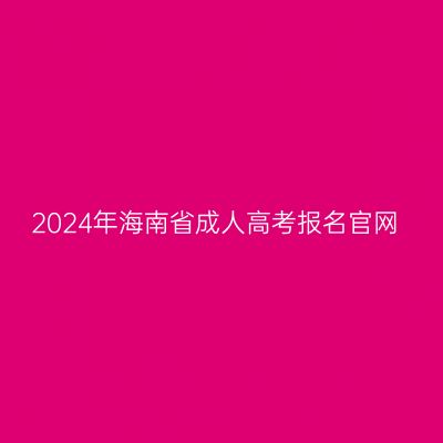 2024年海南省成人高考报名官网