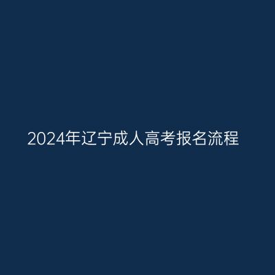 2024年辽宁成人高考报名流程