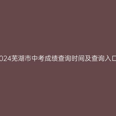 2024芜湖市中考成绩查询时间及查询入口