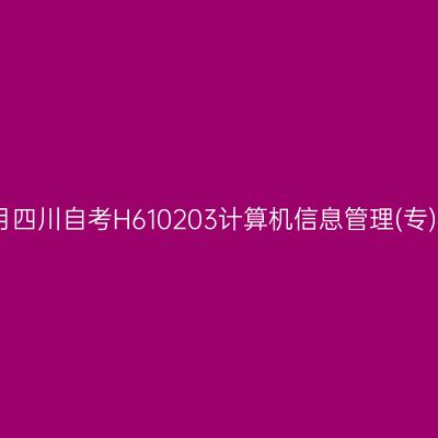 2025年4月四川自考H610203计算机信息管理(专)考试安排