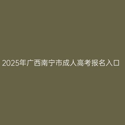 2025年广西南宁市成人高考报名入口