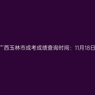 2025年广西玉林市成考成绩查询时间：11月18日9:00起