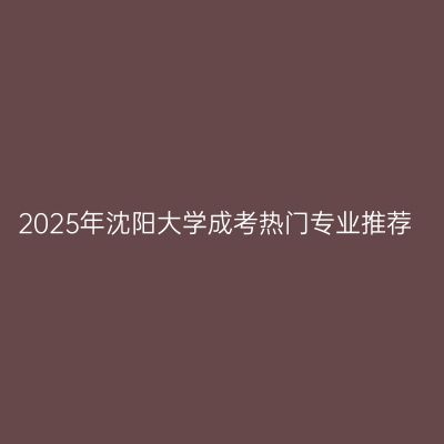 2025年沈阳大学成考热门专业推荐