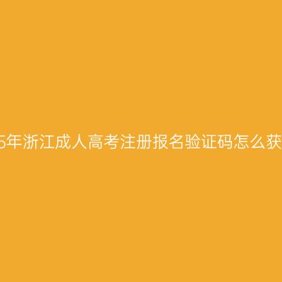 2025年浙江成人高考注册报名验证码怎么获取？