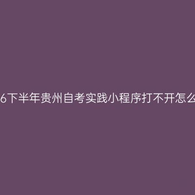 2026下半年贵州自考实践小程序打不开怎么办
