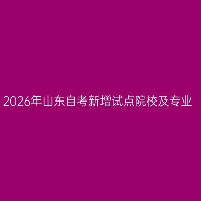 2026年山东自考新增试点院校及专业