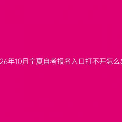 2026年10月宁夏自考报名入口打不开怎么办