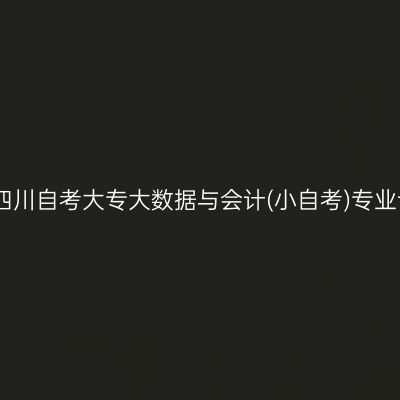 2026年4月四川自考大专大数据与会计(小自考)专业计划一览表