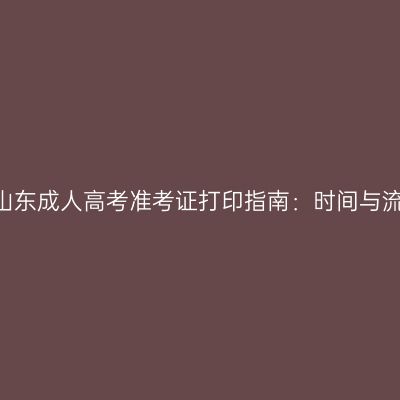 2026年山东成人高考准考证打印指南：时间与流程详解