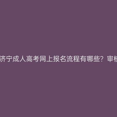 2026年山东济宁成人高考网上报名流程有哪些？审核需要多久？
