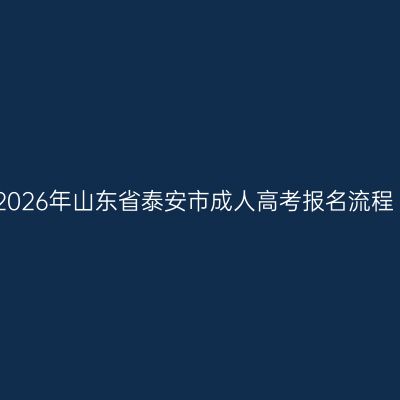 2026年山东省泰安市成人高考报名流程