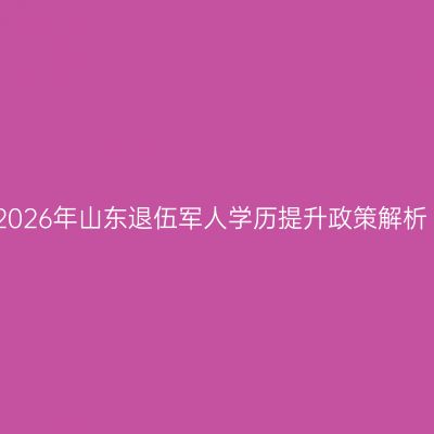 2026年山东退伍军人学历提升政策解析