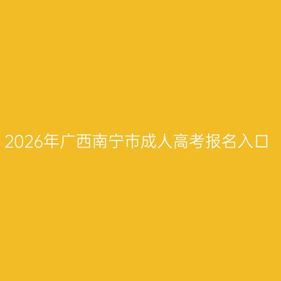 2026年广西南宁市成人高考报名入口