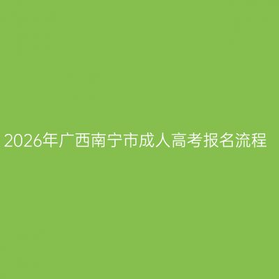 2026年广西南宁市成人高考报名流程