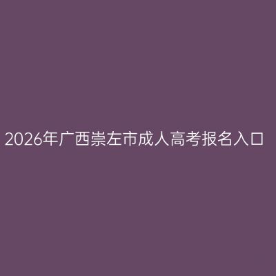 2026年广西崇左市成人高考报名入口